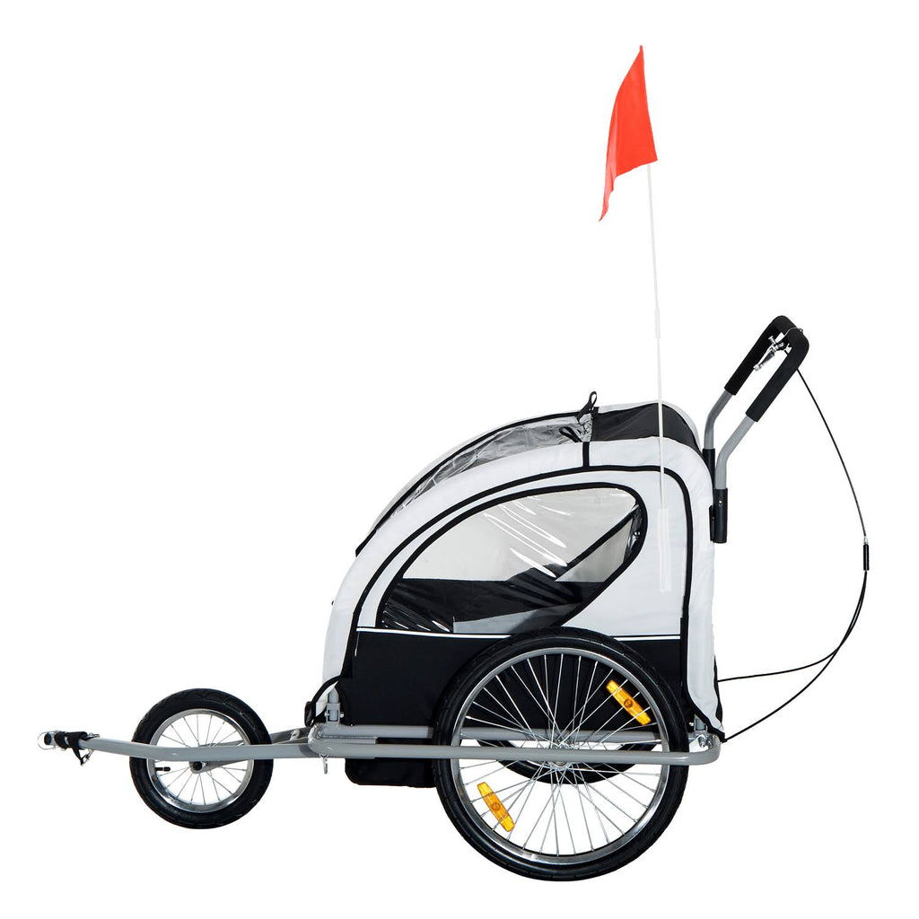 2in1 Double Child Bike Trailer and Stroller - Black Q6704