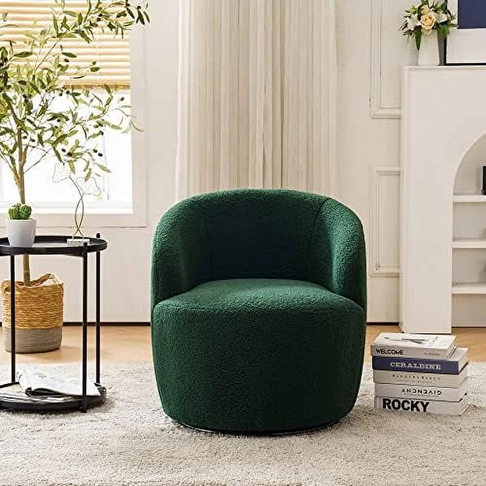 Cream Boucle Barrel Swivel Accent Chair L9411