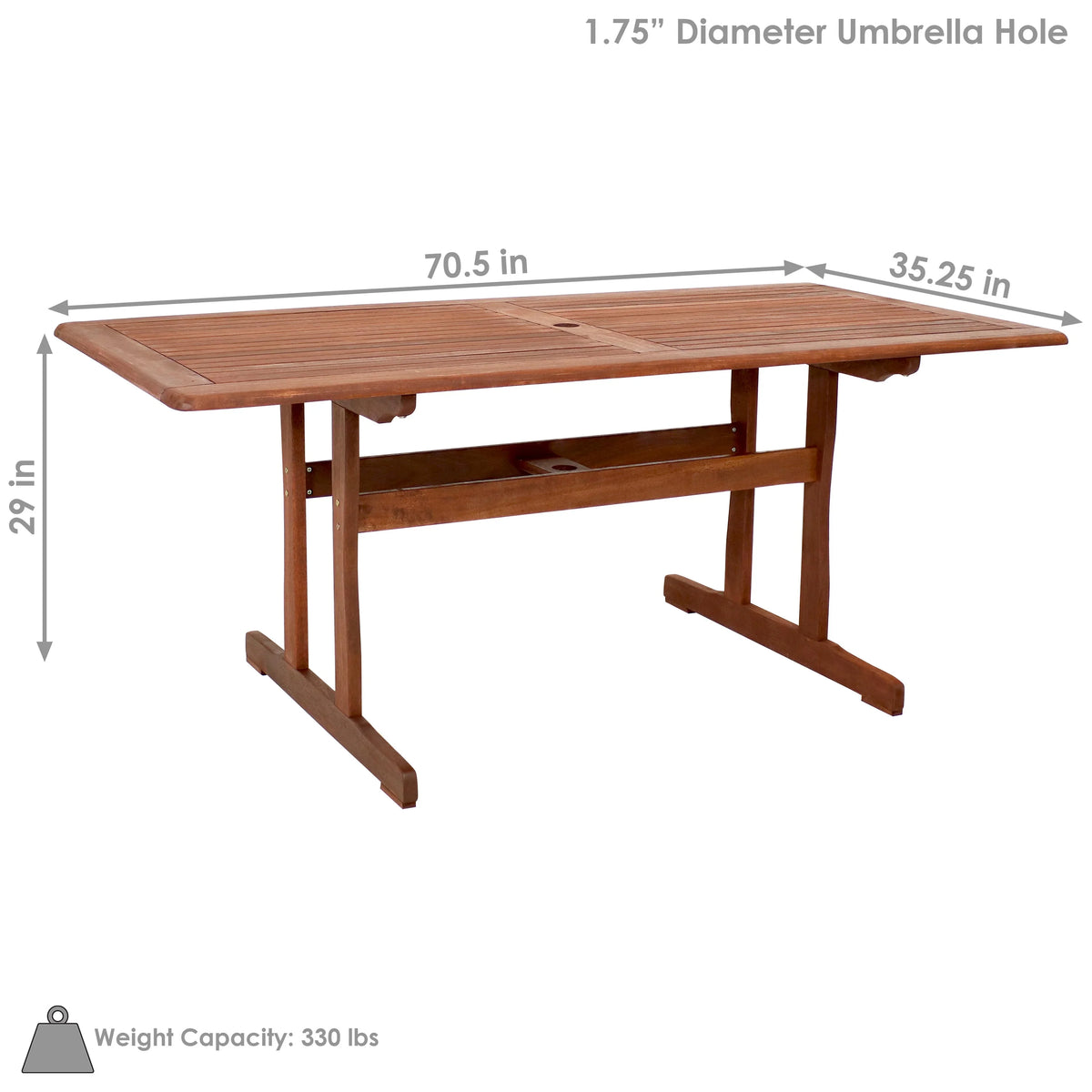 Brown Meranti Wood Rectangular Patio Dining Table A10857