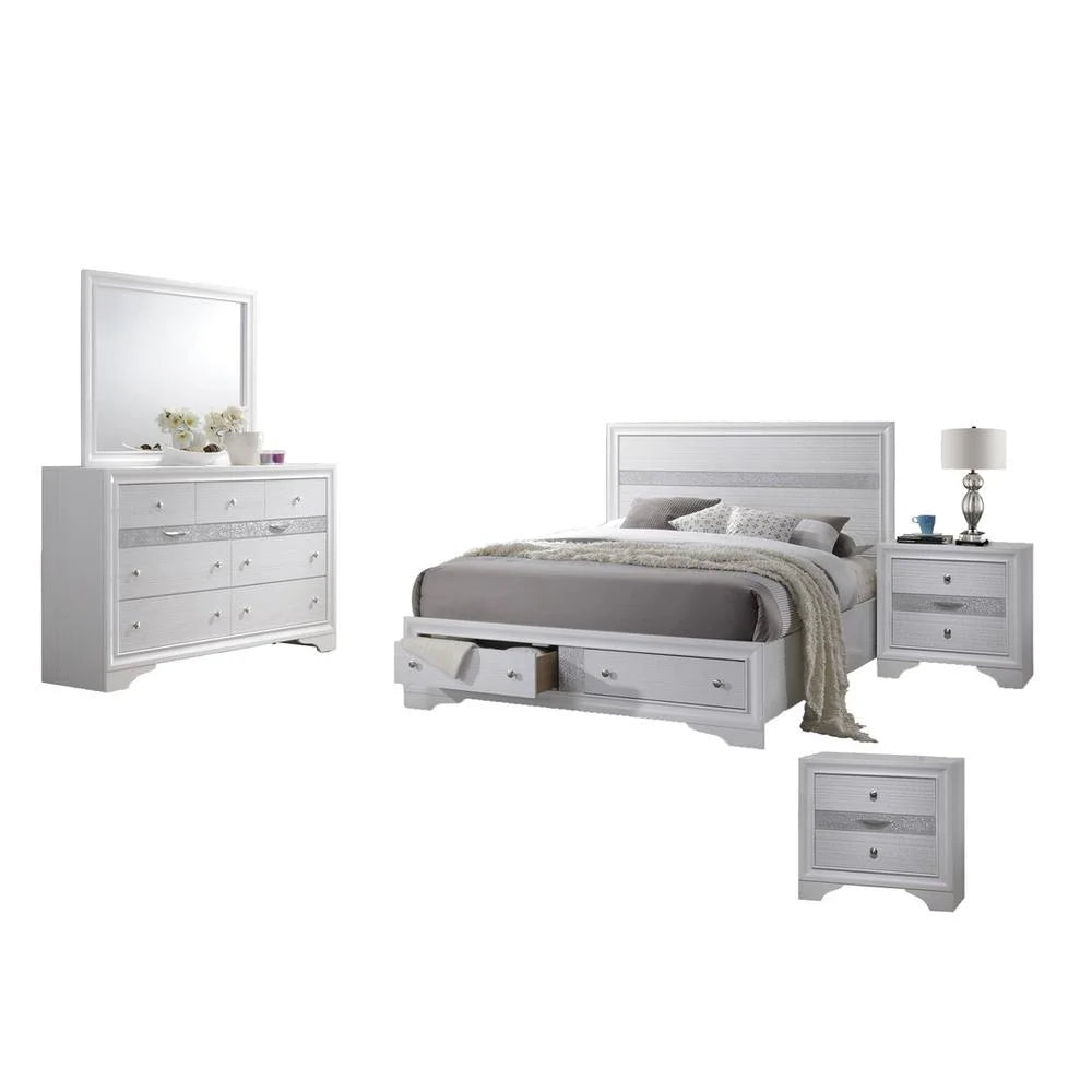 White 5 Piece Bedroom Set with Eastern King Platform Bed E562