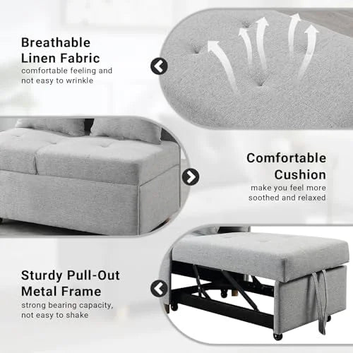 3 in 1 Convertible Velvet Sofa Bed with 2 Pillows O120509