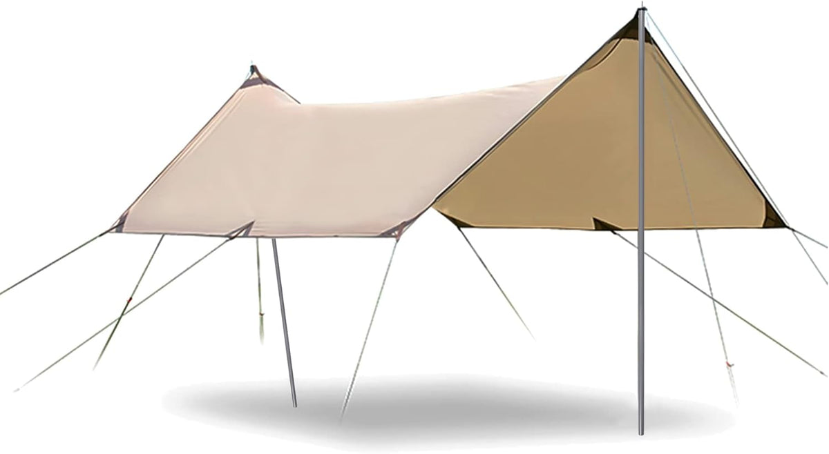 Camping Tent Tarp with Poles, 4-6 Person PU 3000mm Lightweight Awning Canopy Sun Shelter O829228