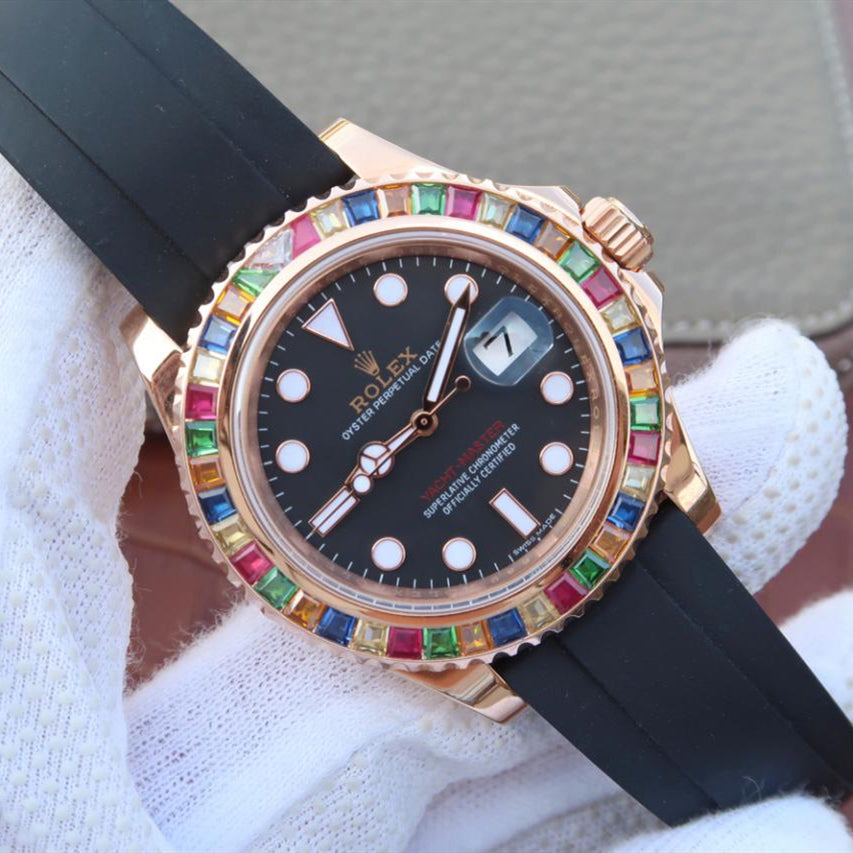 Black Dial Rubber Strap 40mm Watch Y90177